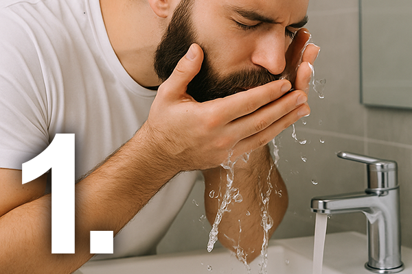 Daily beard care routine step 1 - cleansing for healthy beard growth